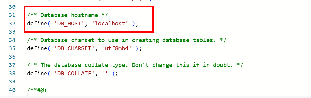 hostname database wordpress