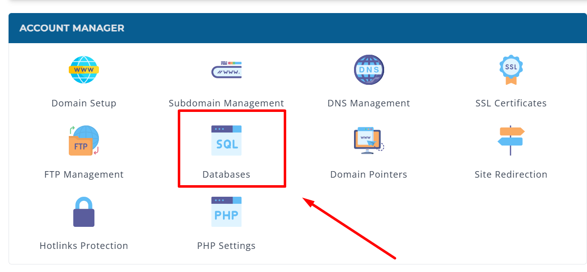 menu mysql databases