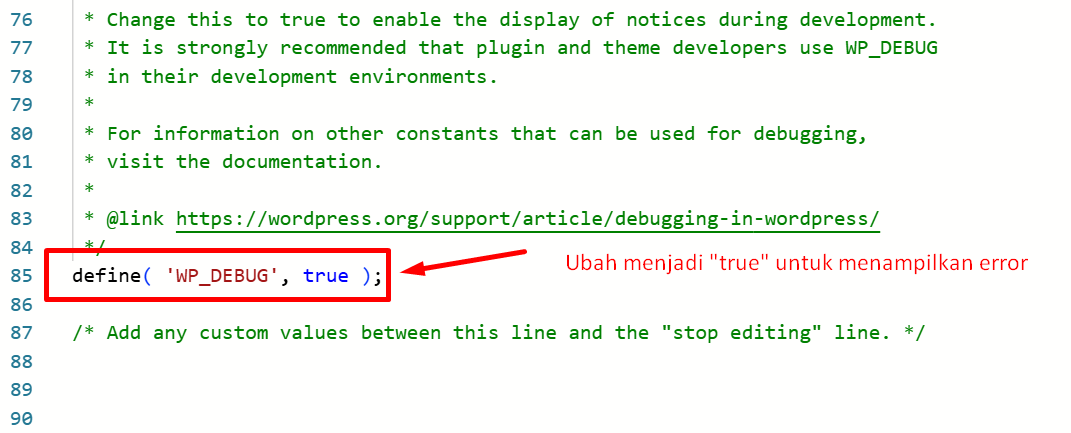cara mengaktifkan wordpress debug