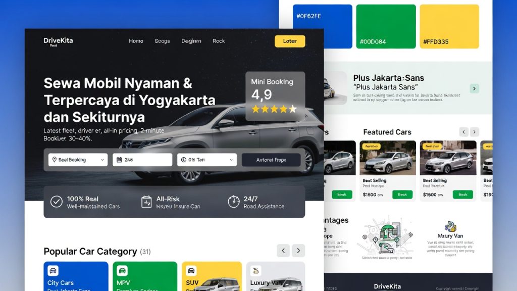 tampilan web rental mobil jogja