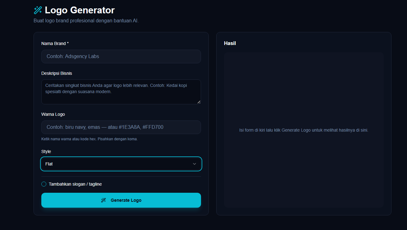 cara menggunakan logo generator