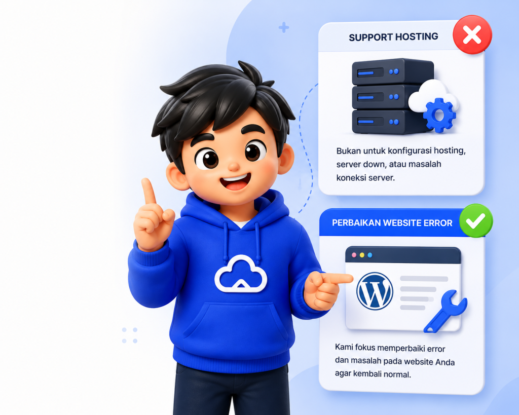 perbaikan website bukan support hosting